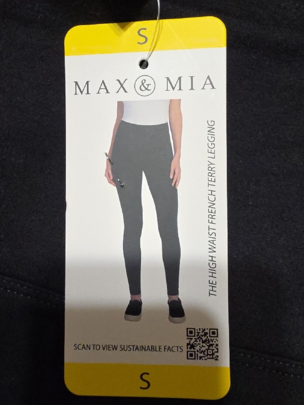 Max&MIA Black High-Waist French Terry Leggings Size Small - Picture 2 of 5